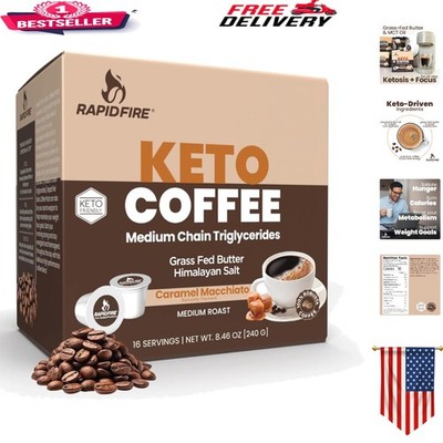 Delicious Caramel Macchiato Keto Coffee Pods | Supports Weight Loss, 16 Servings