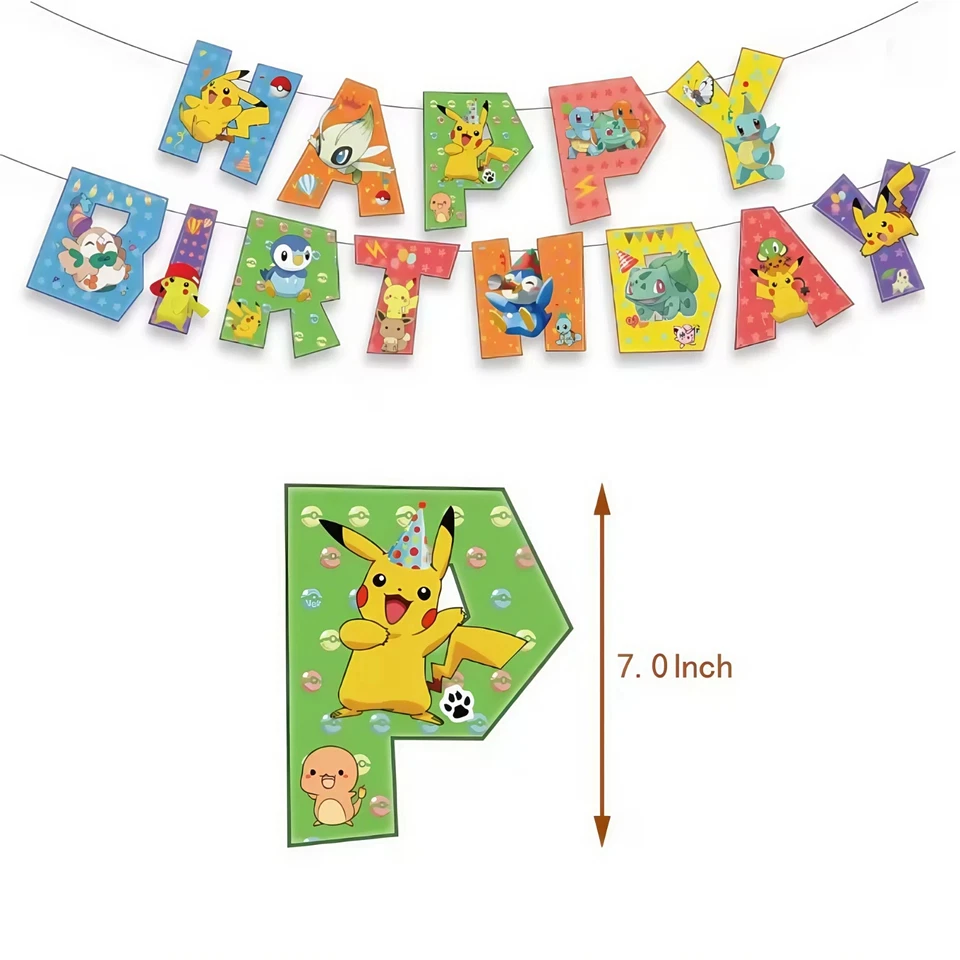 Decoração de festa de aniversário tema menina/menino Pokemon Pikachu/Tapetes - Imagem 4 de 4
