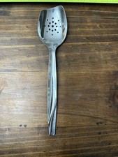 Vintage EKCO Stainless Steel Slotted Serving Spoon Made In USA. Draining Utensil