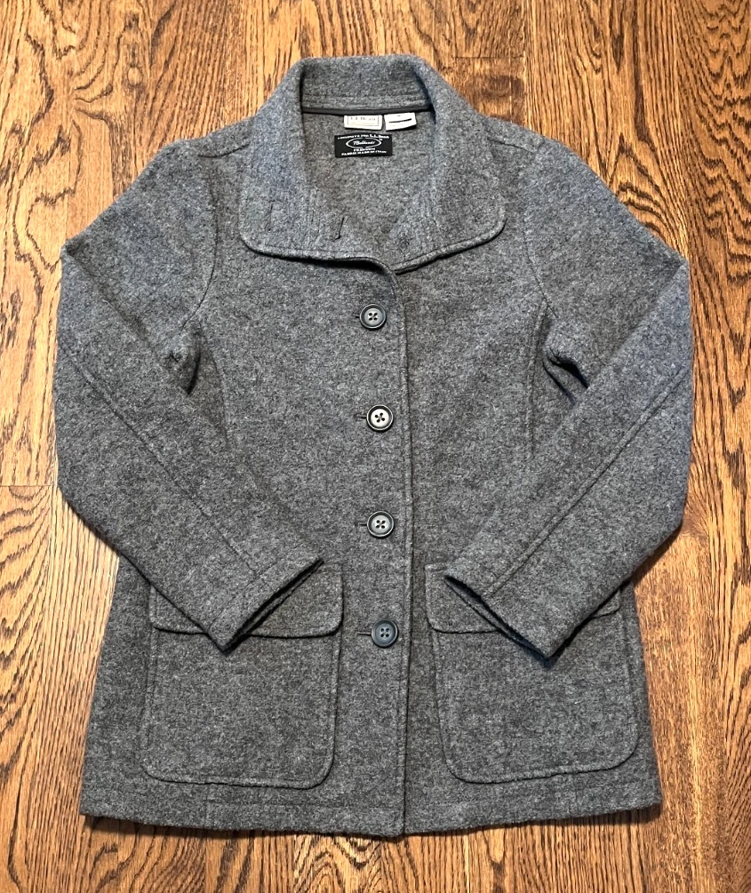 LL Bean Womens XLarge Bellandi Italian Boiled Wool Coat Made In