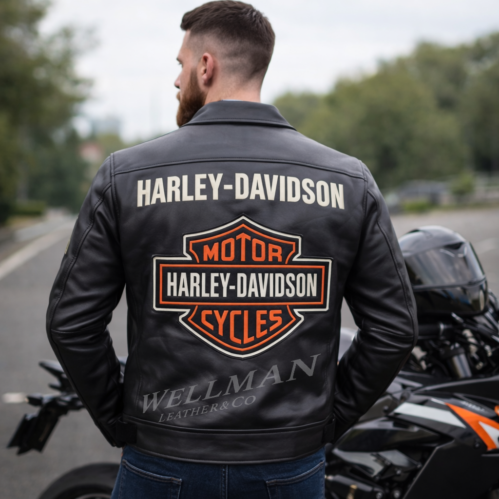 Harley Davidson Men's Black Motorcycle Biker Jacket Real Cowhide