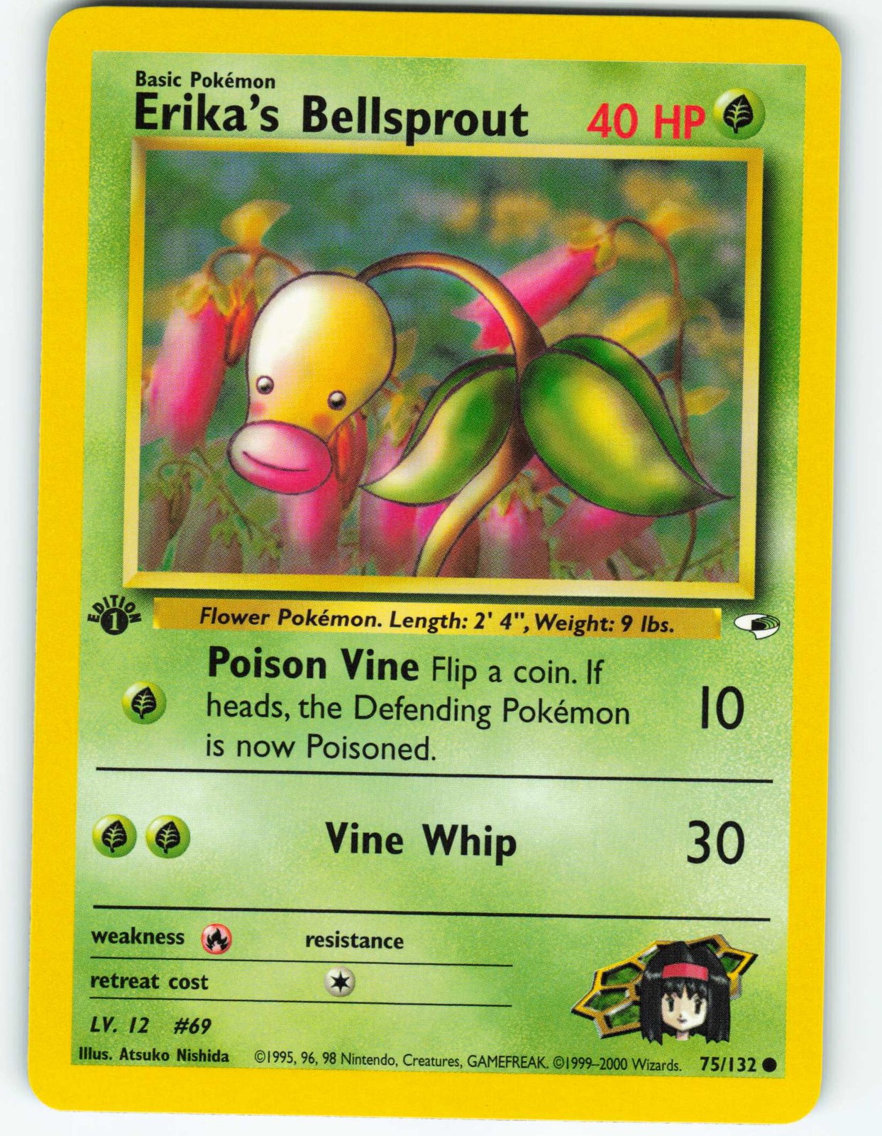 Erika's Bellsprout - 1st Edition - 75/132 Gym Heroes- WOTC - Pokémon TCG - 2000