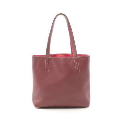 HERMES Double Sens 28 Hand Tote Bag Sikkim Burgundy Red Reversible #RC1758
