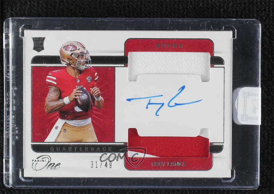 2021 Panini One 31/49 Trey Lance #33 RPA Rookie Dual Patch Auto RC 6fs