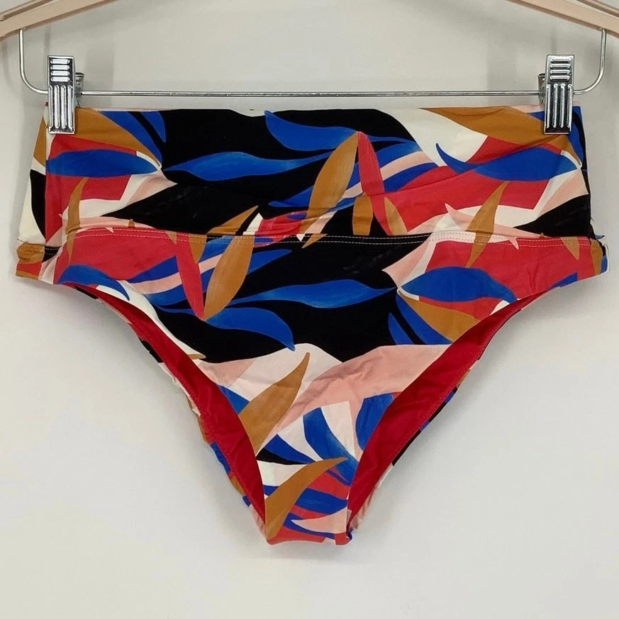 PrenAna Talla M Rosa Tropics Aurelia Bikini de Natación Parte Inferior Cintura Alta Traje de Baño Q5-3 Foto 2 de 4