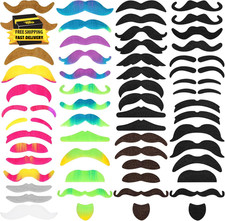 60 Pcs Fake Mustaches Self Adhesive Novelty Moustaches Variety of Styles for Cos