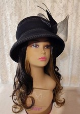 Ellie Hat Fancy Wool Black Sz 6-5/8 21"