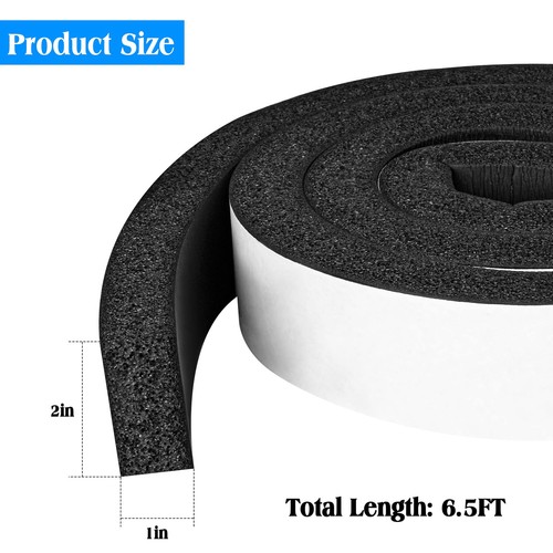 Foam Strips with Adhesive, 2 Inch Wide X 1 Inch Thick Neoprene Weather Stripping - Picture 6 of 6