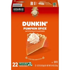 Lot NIB 22 Kcup Dunkin Coffee Pumpkin Spice Pod Brew Gourmet Father Gif FreeShip
