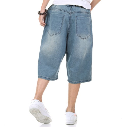 Mens Shorts Jeans Denim Shorts Relaxed Fit Plain Light Blue Big & Tall 30W-46W - Picture 4 of 8