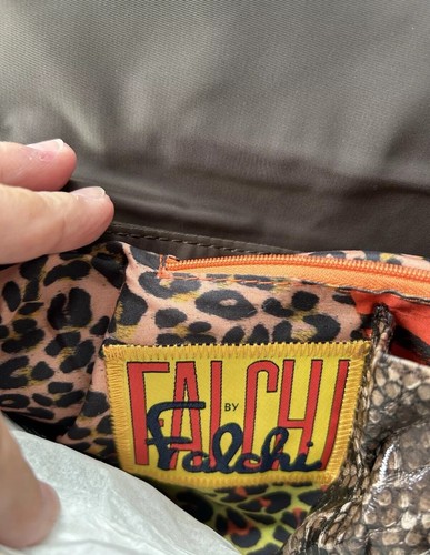 Vintage Carlo Falchi by Falchi Brown Beige Faux Snake Skin Crossbody, Clutch - Picture 2 of 12