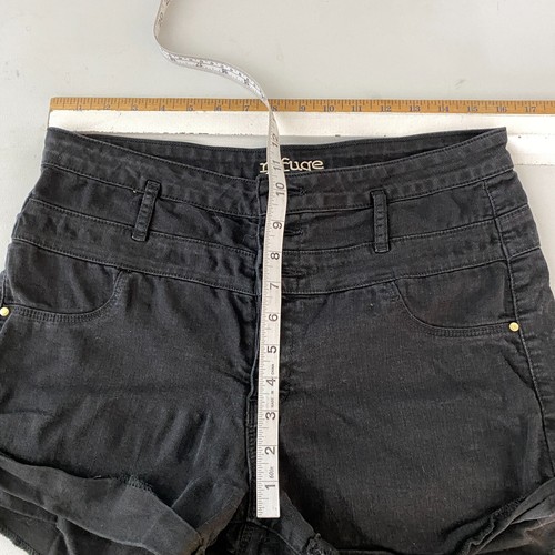 Refuge Denim Cuffed Short Women's 12 Black High Rise Charcoal Wash Added Button - Picture 6 of 8