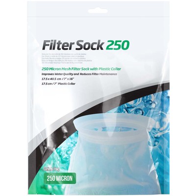 Seachem Filter Sock Large 250 Micron Fine Mesh Plastic Collar Super Clean Water