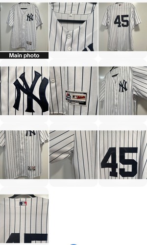 New York Yankees White Pin Stripe Majestic Flex Base Team Jersey Size L - #45 - Picture 11 of 11