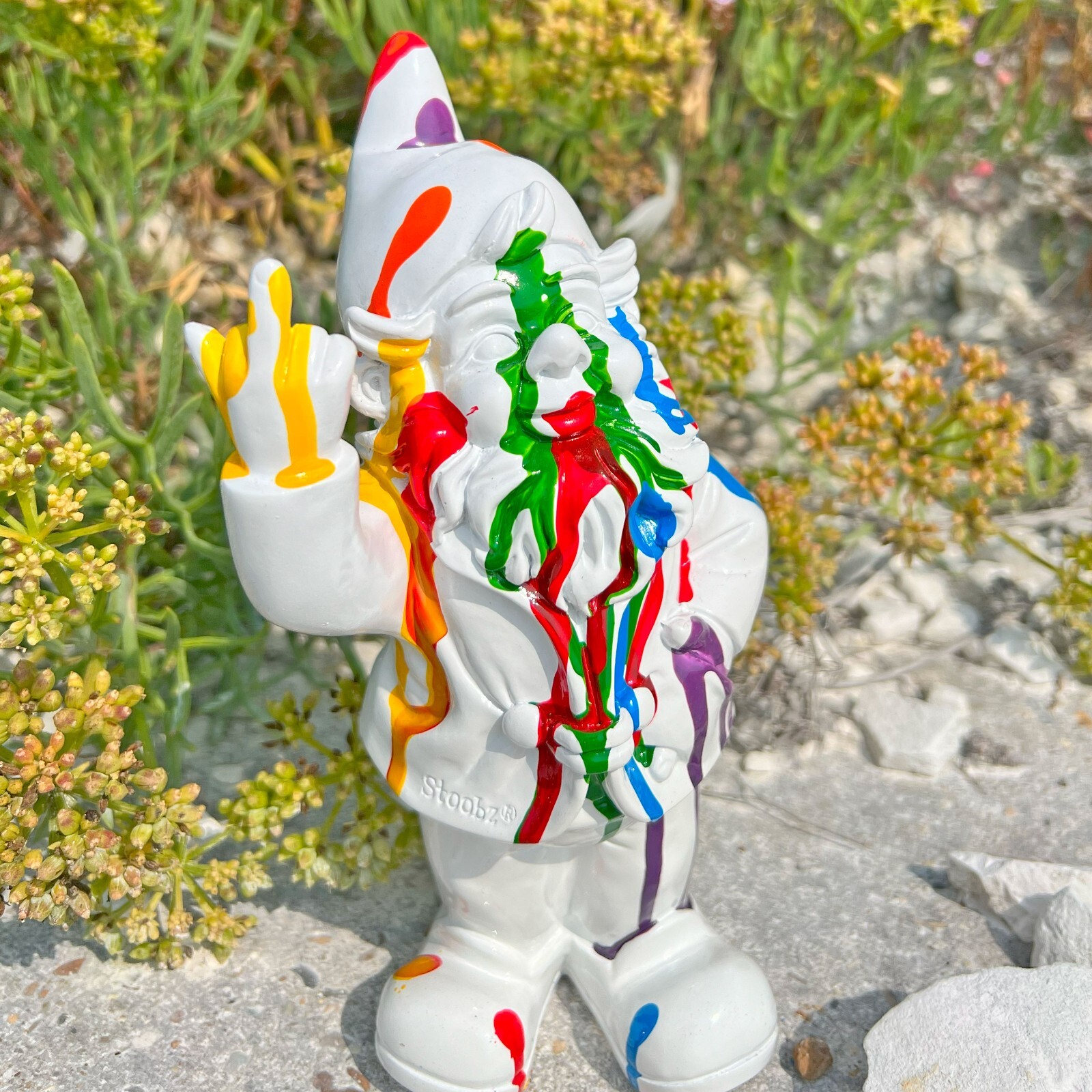 Rude Gnome Ornament Garden or Home Middle Finger F**k You Gnomes Rainbow