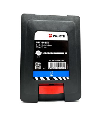 Würth Metallbohrer-Set 19-teilig | 1,0–10,0 Mm | HSS Spiralbohrer DIN 338 | Für Präzise Bohrungen In Metall