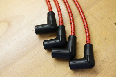 Ford Early 8N Red Deluxe Cloth Covered Spark Plug Wire Set Early