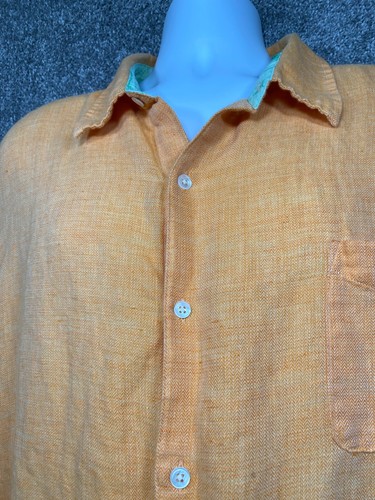 Margaritaville Shirt Mens 2XL Peach Linen Blend Lemon Key Island Reserve Beach - Picture 4 of 15
