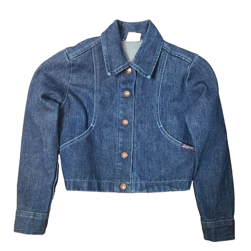 Vintage GWG Jean Jacket Girls Size 7 Blue Denim Snap Up 70s 80s Canada Fit 4-7 - Picture 6 of 16
