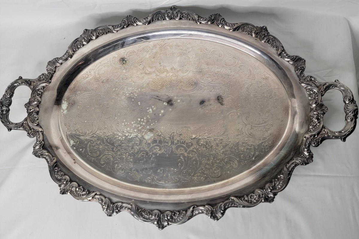 Vtg Poole Silverplate Old English #5000 Oval Footed Handled