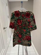 Dolce & Gabbana | Crew Neck Short Flower Patterns Leopard Patterns