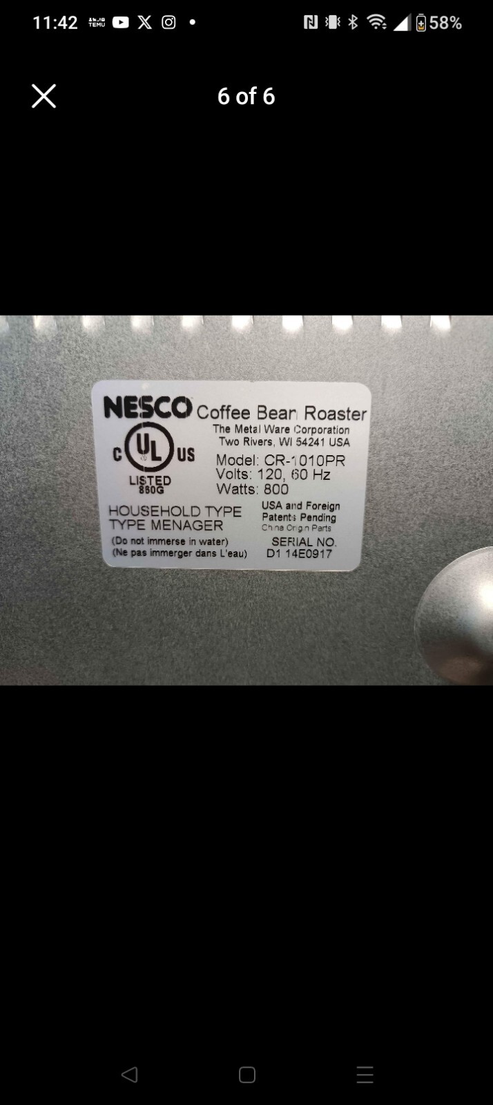 NESCO Professional CR-1010PR Home Coffee Bean Roaster
