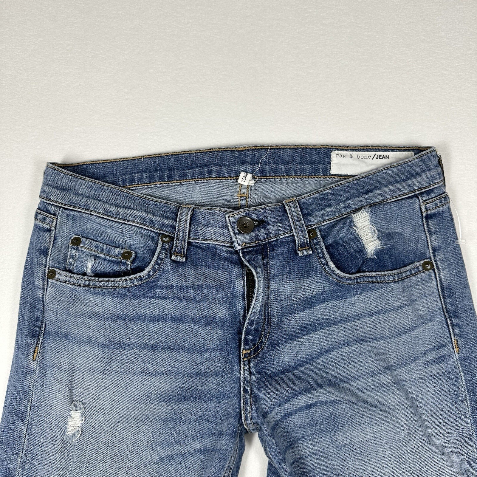 Rag & Bone Tomboy Patchwork Distressed Blue Jeans… - image 4