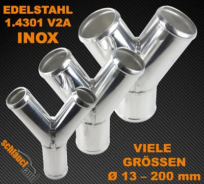 SCHLAUCHLAND Tubo acciaio inox pezzo a Y scarico 25 mm acciaio inox Y tubo bypass distributore tubo