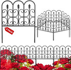 Heavy Duty Solid Steel 32In X 10Ft (5 Panels) No Dig Decorative Garden Fence, Ru