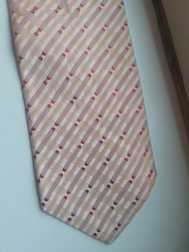 Vintage Old Retro Style 1980s Yuppie Smart Tie Pink original - Picture 4 of 12