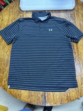 Under Armour Mens Performance Polo Shirt Short Sleeve Black Heat Gear Large