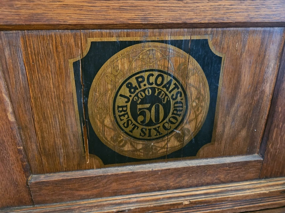 J & P Coats Four Drawer Oak Spool Cabinet 1800s - Original General Store - Image 3 of 4