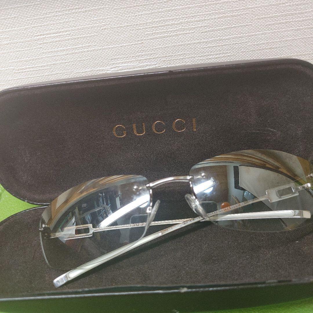 USED GUCCI SUNGLASSES WITH CASE LINESTONE RIMLESS VERYGOOD M-10194 