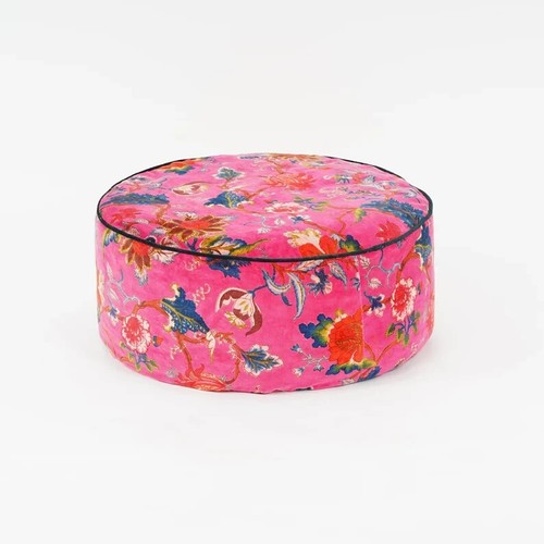 Floral Printed Large Zipped Throw Hippie Decorative Ottoman Cover Boho Poufs - Picture 2 of 2