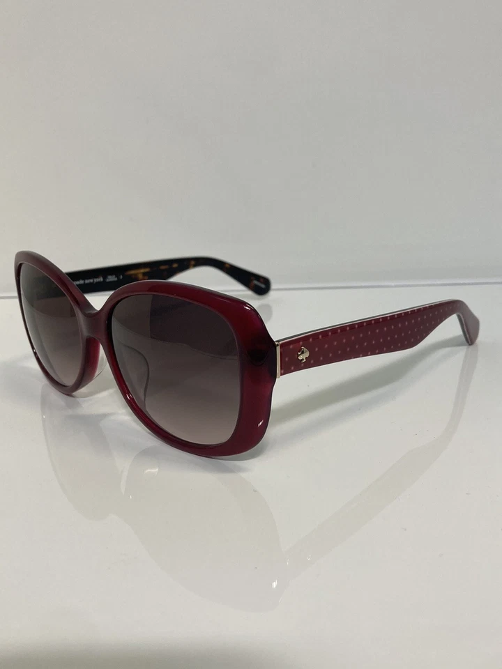 全新带盒 Kate Spade Amberlyn/F/S 水晶勃艮第圆形塑料女式太阳镜 — 第 2/4 张图片