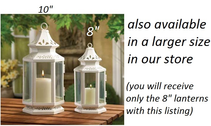 10 White Victorian shabby whitewashed Lantern Candle holder wedding centerpiece