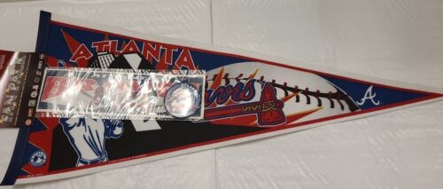 Vintage Atlanta Braves Fan Pack Pennant, Button, Bumper Sticker 1997