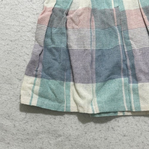 Vintage Girl's 7 Pastel Plaid A-Line Striped Skirt Made in USA Blue Purple Wool - Picture 14 of 15