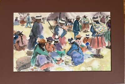South American School Watercolour - The Market - Professional work research req