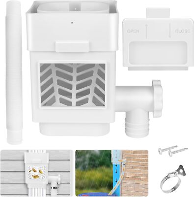 Rainwater Collection System for 2''x 3'' or 3''x 4'' Residential Downspouts, White