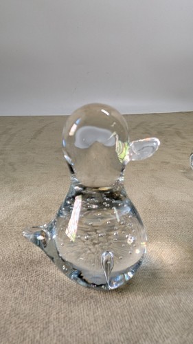 Hand Blown Glass Controlled Bubbles 2 Ducks Paperweights Bullicante Figurine - Picture 3 of 8