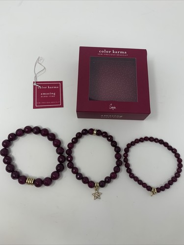 Lote de 10 Cajas Pulseras Karma Color Lentejuelas Bayas Rosa Tono Oro Piedra Preciosa - Imagen 11 de 16
