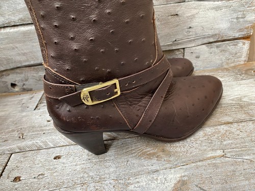 RM Williams kniehohe braune Reitstiefel mit geprägtem Straußenleder US 10,5 - Bild 12 von 21