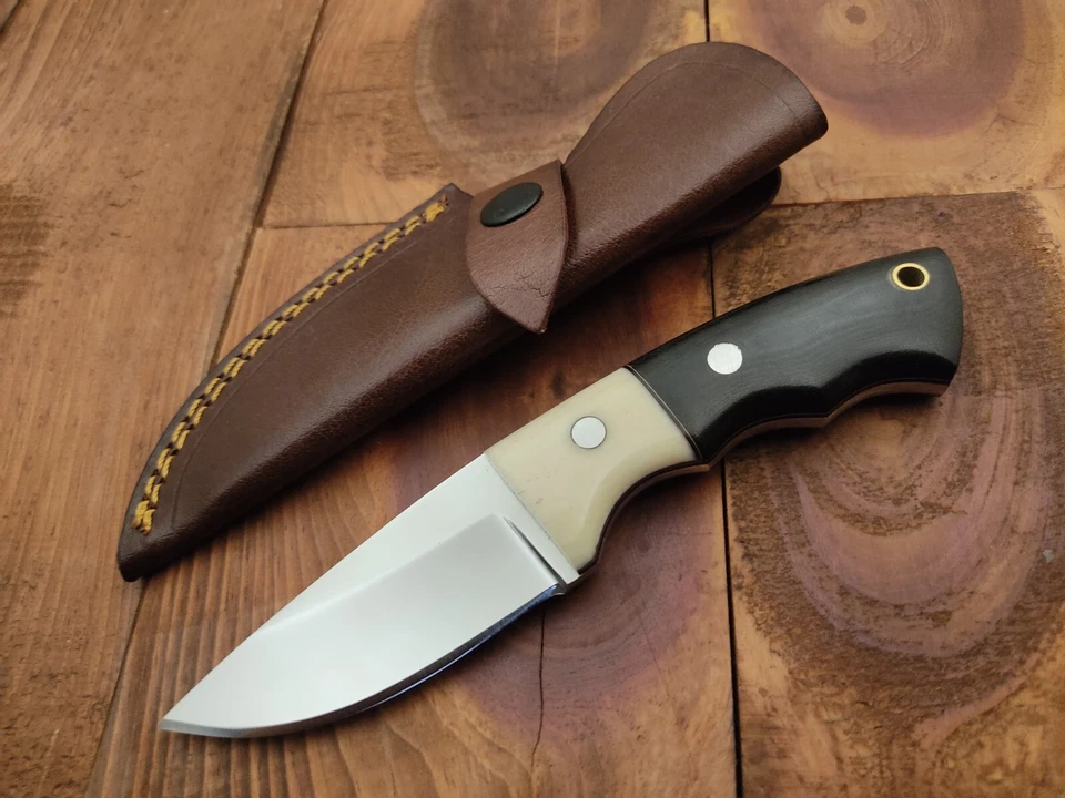 Cuchillo de caza de hoja fija hecho a mano personalizado de acero 12c27 supervivencia camping al aire libre Foto 3 de 4