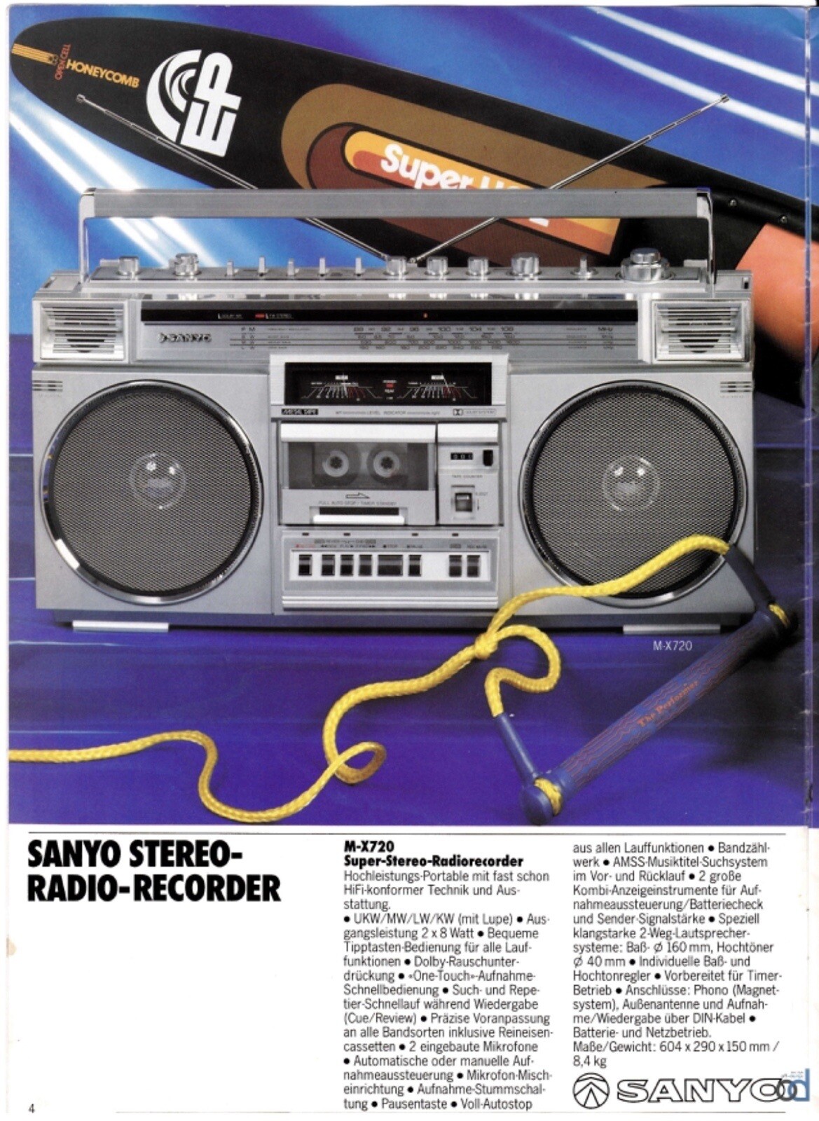 SANYO MX720K Boombox Radio Cassette Player 24” ©1981 w/OEM BOX TESTED