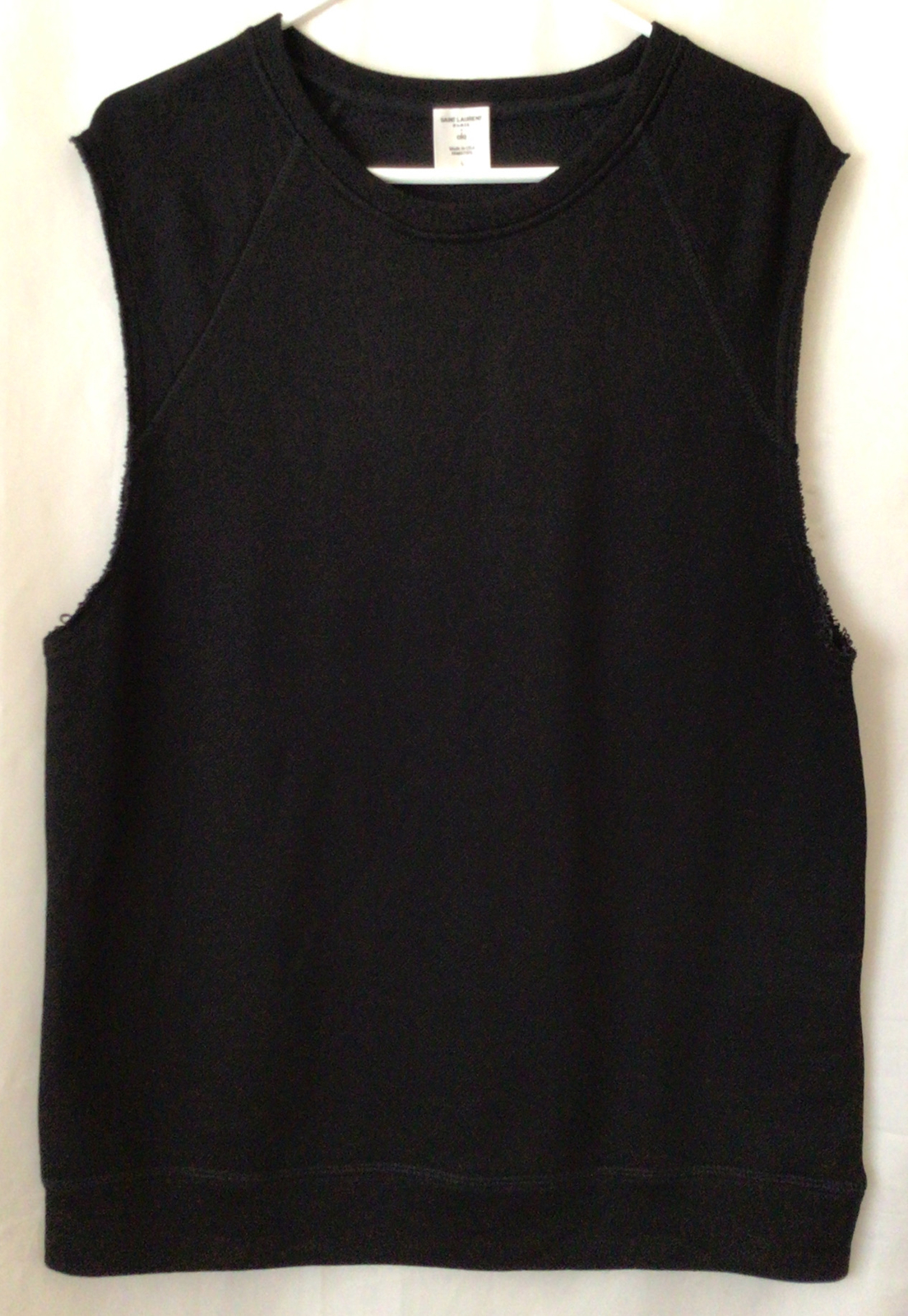 Maglione Saint Laurent Paris X Alo RN#87370 senza maniche allenamento nero nuovo senza etichette