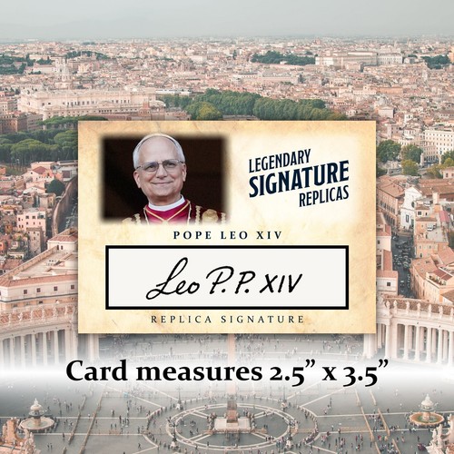 Papa Leone XIV ACEO Replica Autografo Cattolico 2025 Città del Vaticano Firma Card - Foto 2 di 4