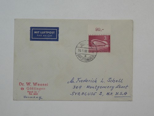 Michel Nr. 154 EF auf Lp-Brief Berlin -30.3.1960 nach USA (308) - 第 1/2 張圖片