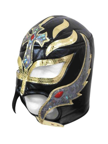 Máscara de lucha libre Lucha Libre para adultos Luchador Rey Mysterio mexicano - negra - Imagen 3 de 6