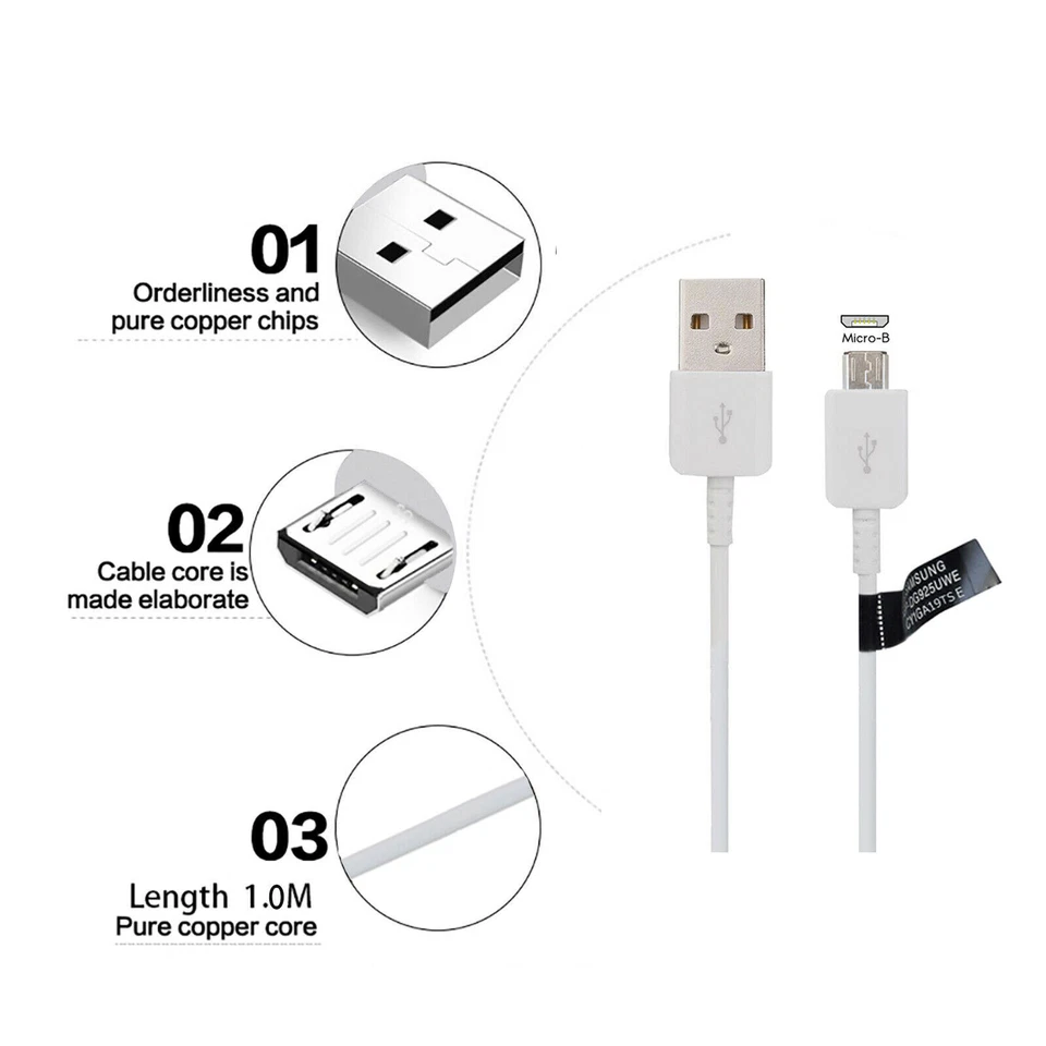Genuine Samsung Fast Charger Plug & Micro Cable For Galaxy S7,S6,S5,S4,J1,J3 Lot - Image 4 of 4